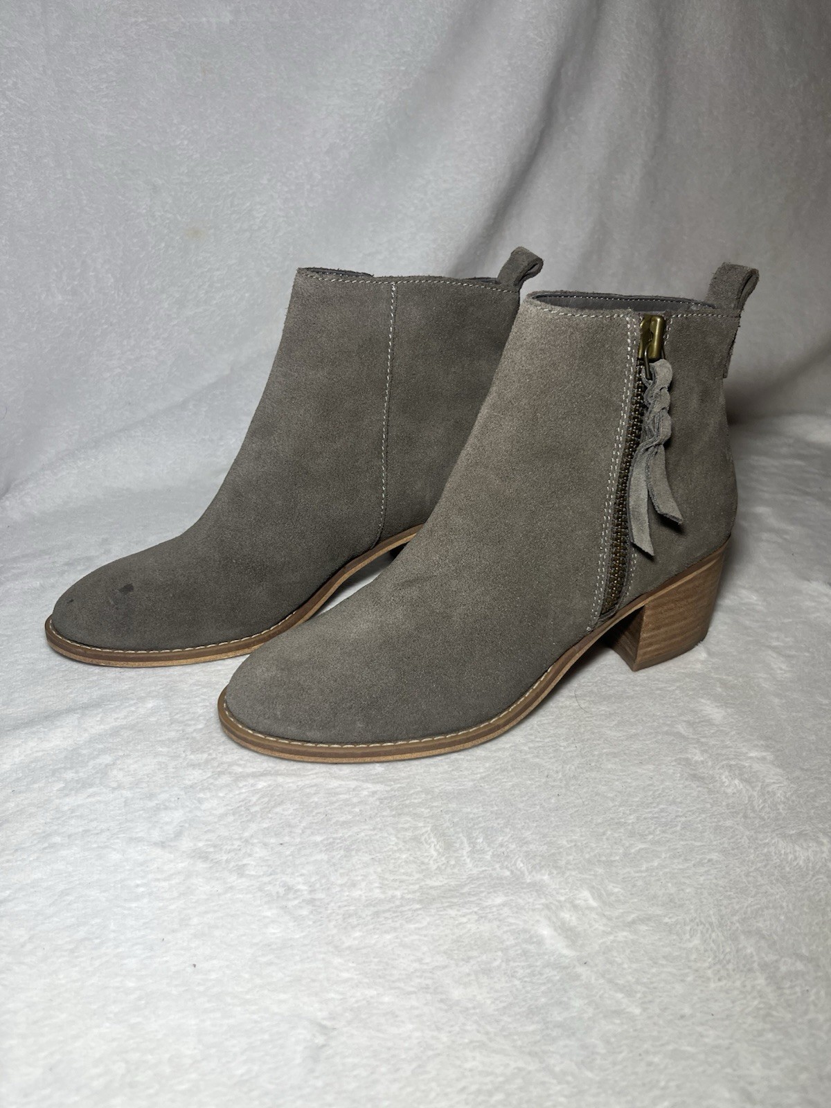 BP Block Heel Booties Grey Suede 2.5 Inch Size 8.5
