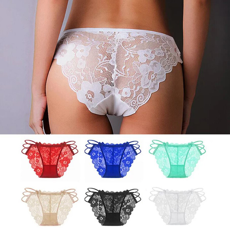 6 Pack Lot Womens Lingeries Brief French Underwear Sexy Lace See Through Panties