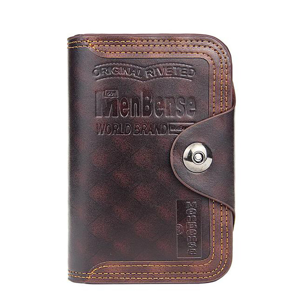 Vintage Men’s S4 Retro Leather Wallet Vertical Section Credit Card Holder Hasp