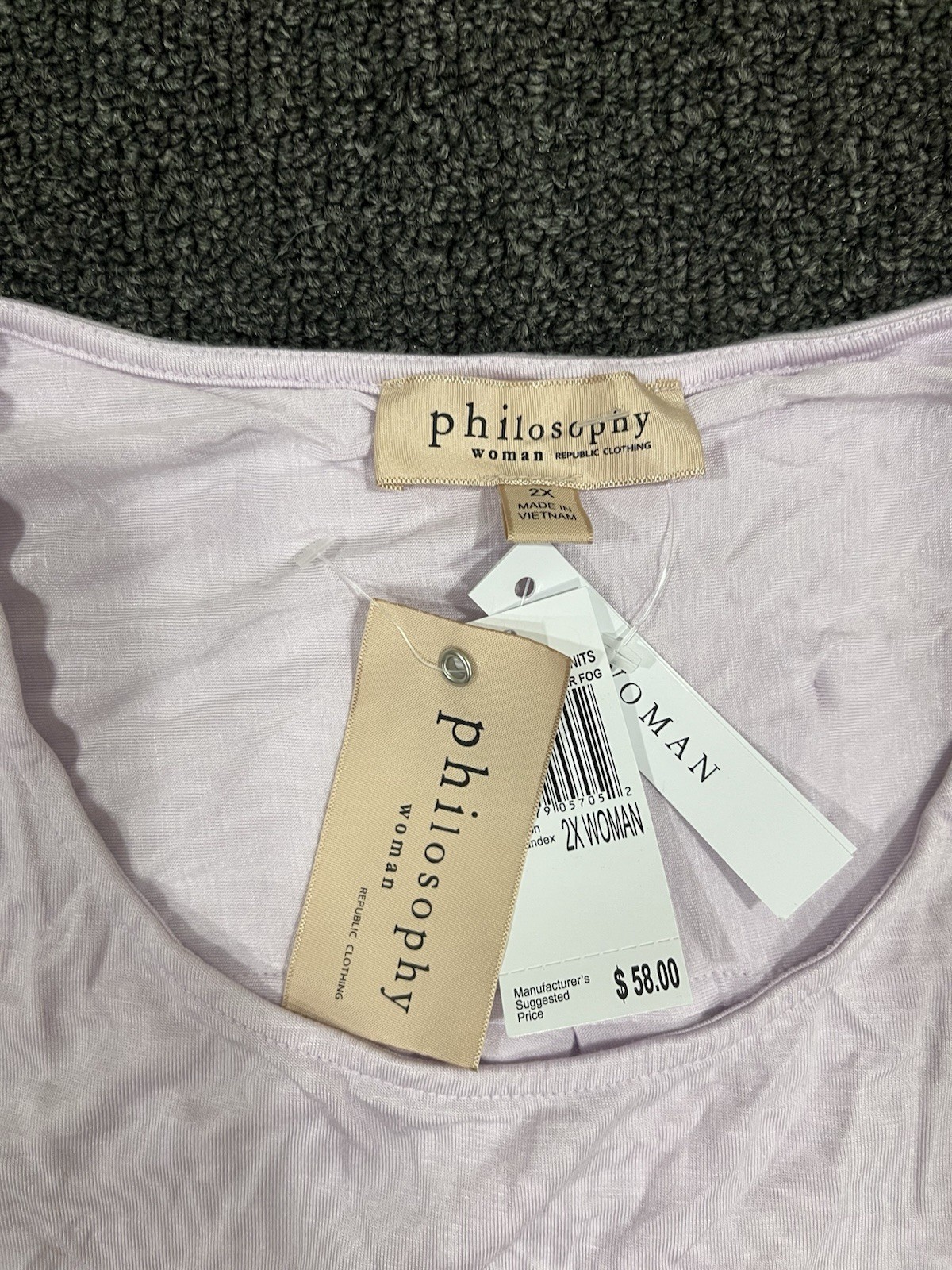 New! Philosophy Light Purple Short Sleeve Shirt Top Women’s Size 2X