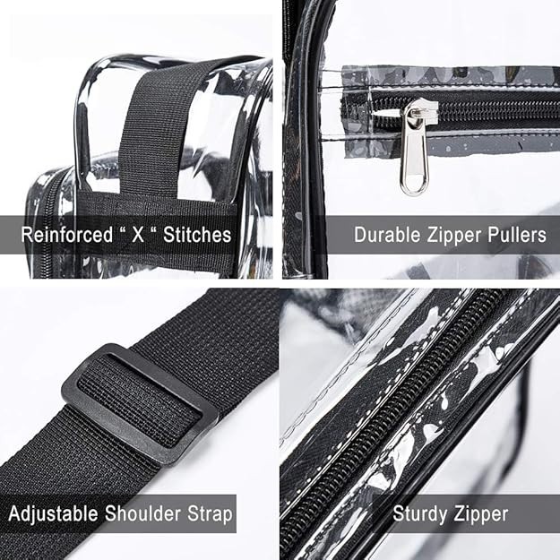 Clear PVC Tote Bag Crossbody Handbag For Soccer NFL Stadium Safe Transparent Bag