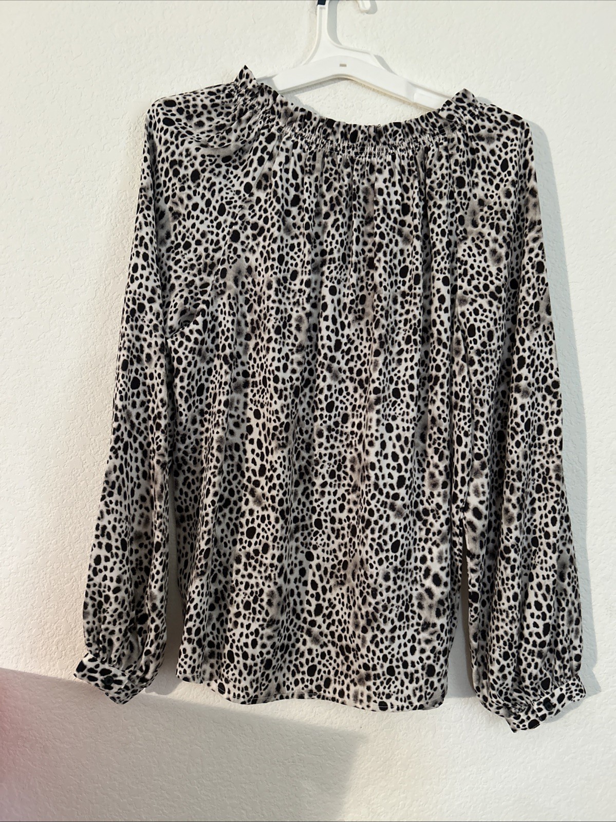 A New Day Women’s Cheetah Print Blouse, Black/White, Large