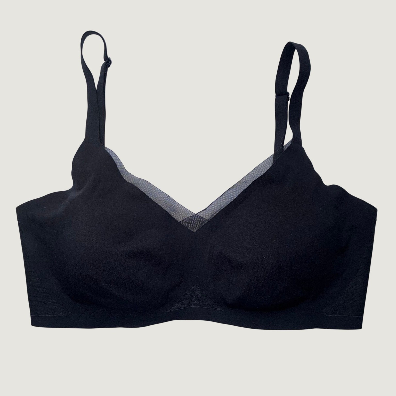 Honeylove Crossover Wireless Bra Black Mesh Trim Bralette LWBR0302 Large