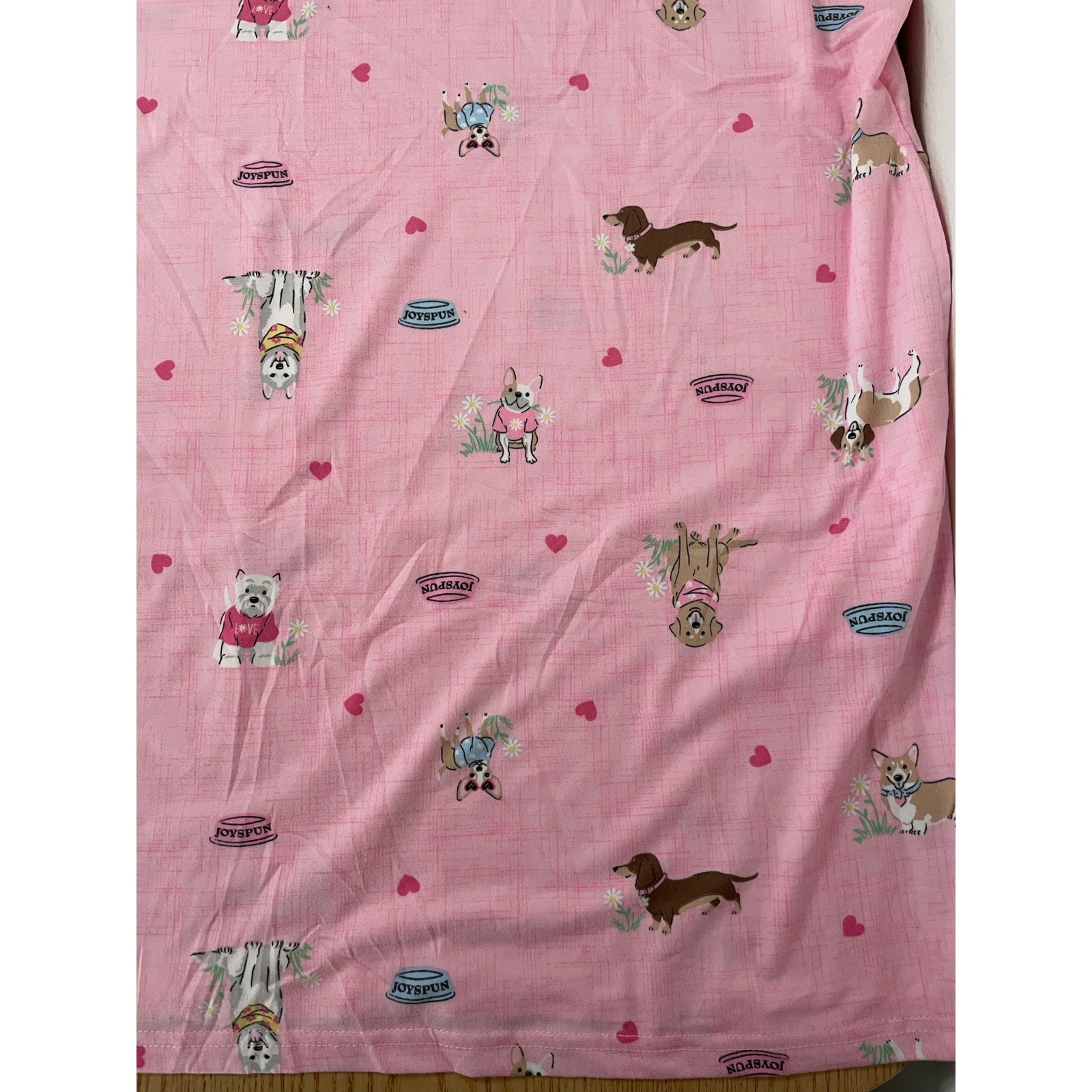 New Women’s 1pc Joyspun Doggie 🐶 Print Pajama Gown Pockets Light Pink size L/XL