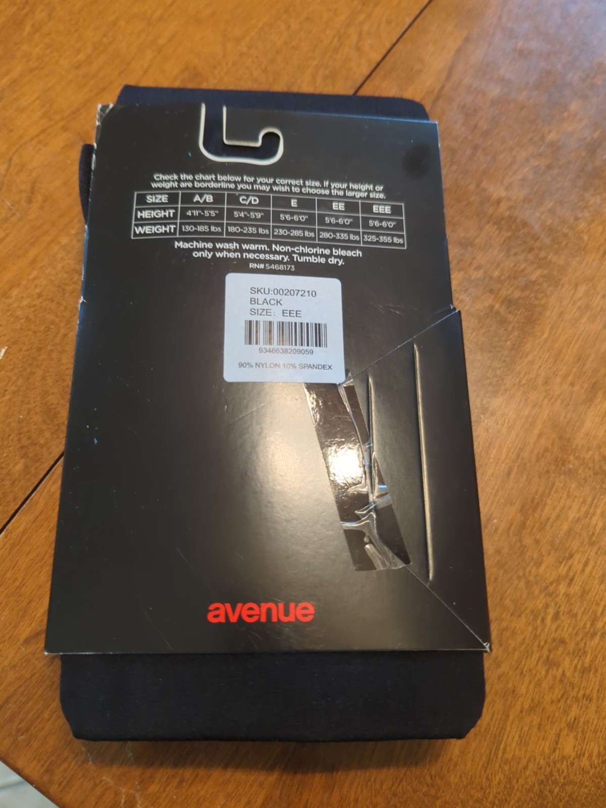 NWT Avenue BLACK Light Control Tights Women’s Size EEE 90%Nylon 10%Spandex