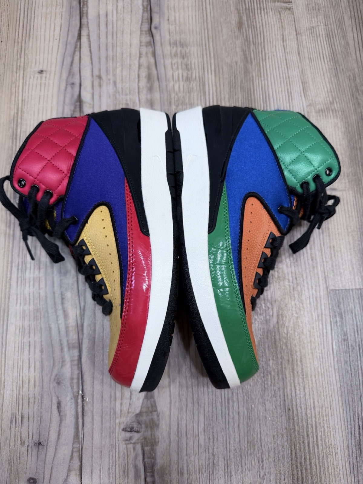 Nike Jordan Retro 2 Mid Top Multicolor Colorblock Leather Lace-Up Sneakers