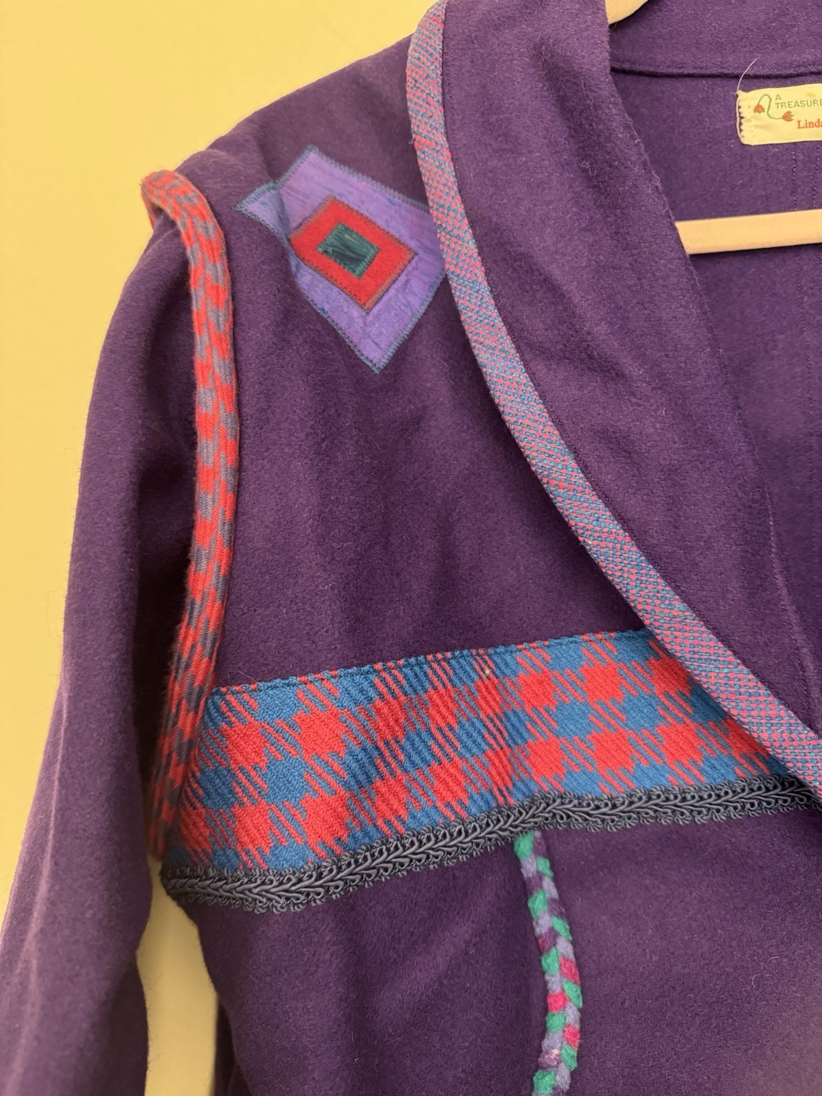 Unique vintage purple jacket with appliqués, A Treasure Forever by Linda Pool