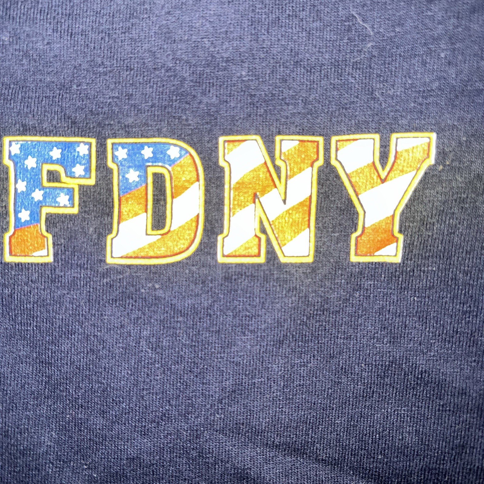 FDNY T Shirt Men’s Sz L Blue Band of Brothers WTC 9/11 Fire Dept NYC 2 Sided Tee
