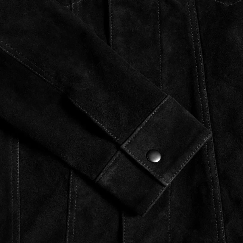 Men’s Black Suede Leather Jacket Trucker Classic Vintage Durable Coat Jacket