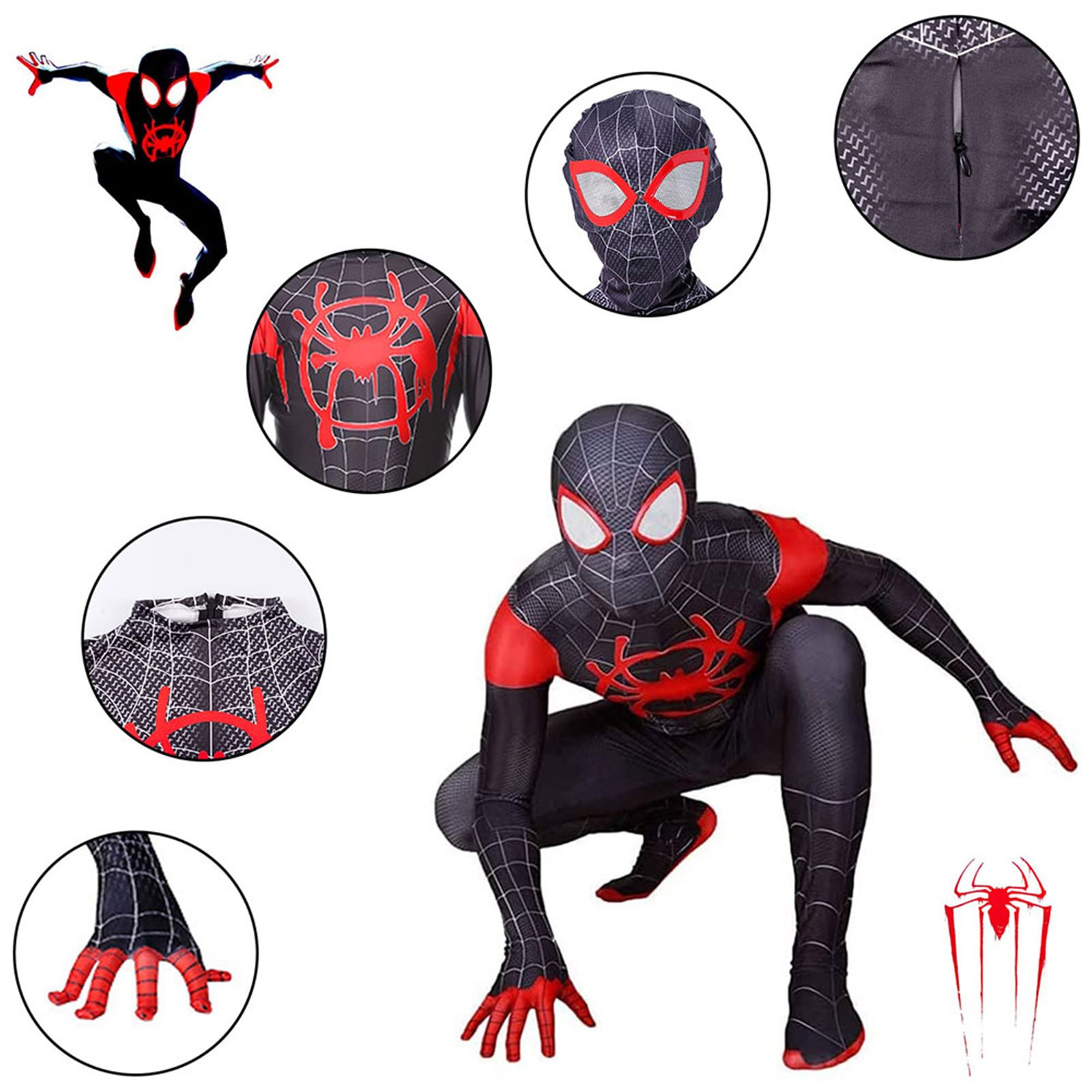 Kids SpiderMan Boy Miles Morales Tobey Maguire Outfits Jumpsuit Cosplay Costume