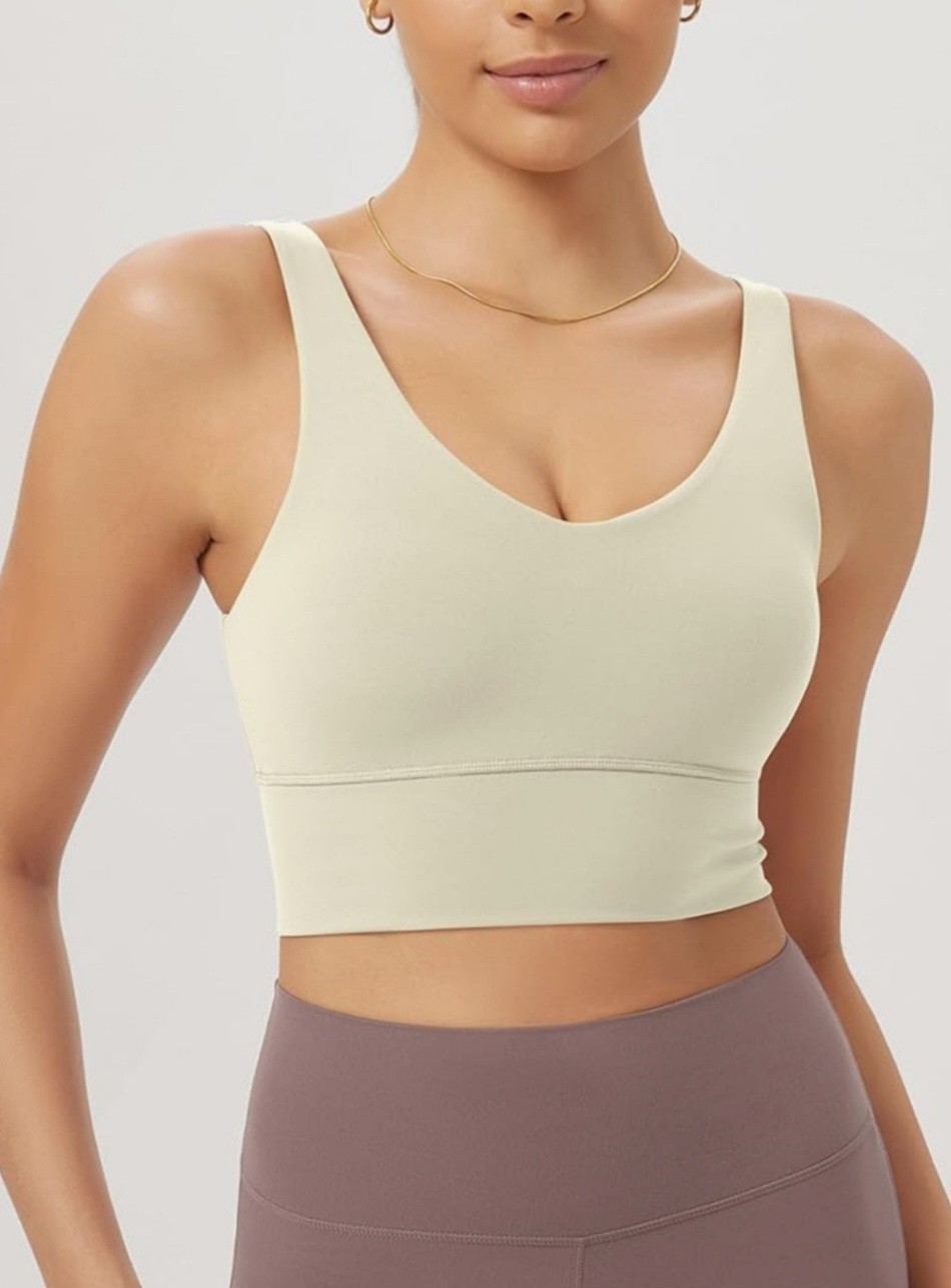 Large Women’s Longline U-Back Sports Bra V-Neck Padded Yoga Workout Wirefree