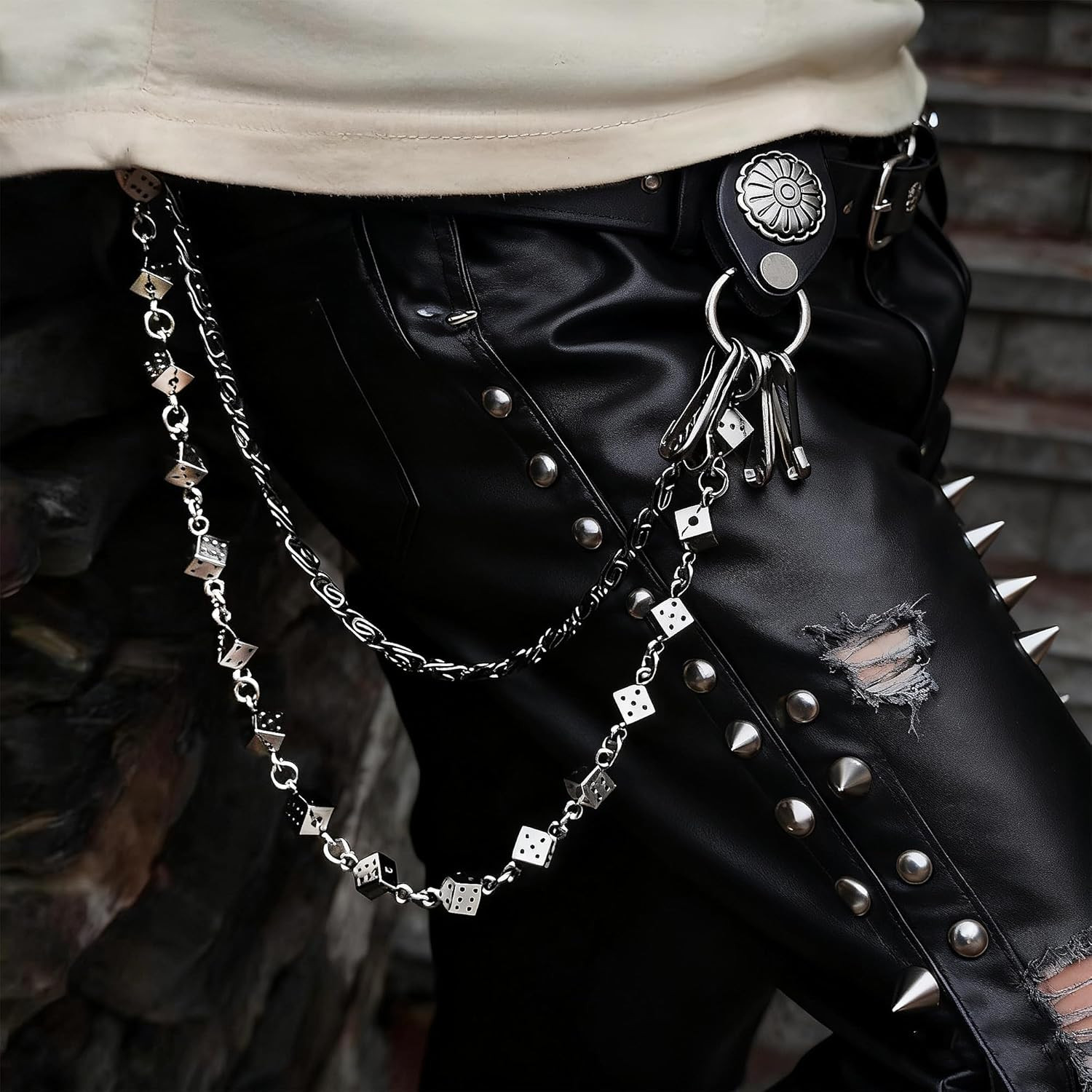 Dice Pocket Pants Chain: Stylish Jean Chain for Men Women, Chic Rockstar Streetw