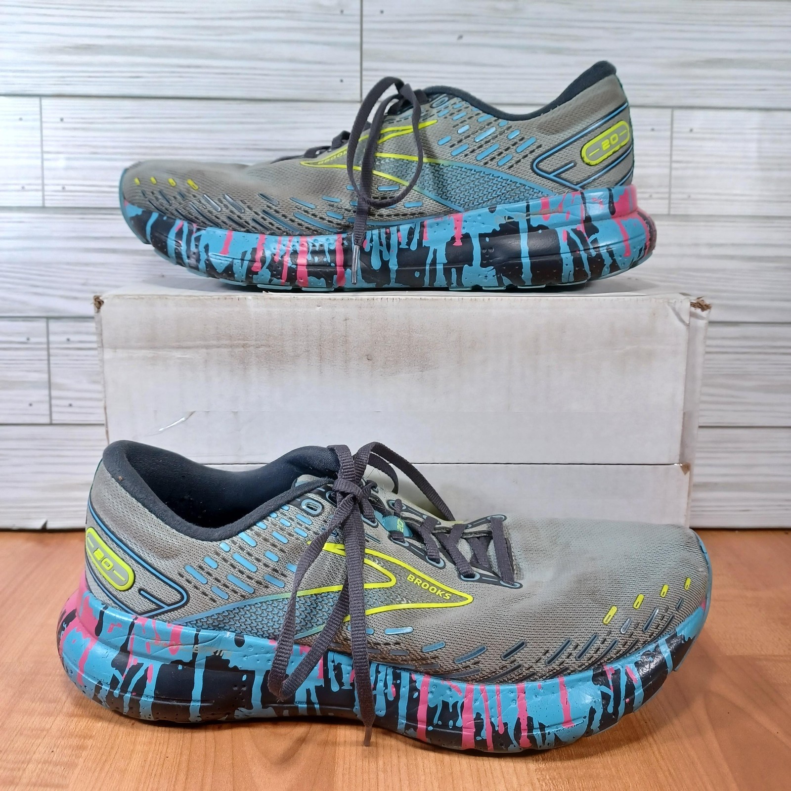 Brooks Glycerin 20 Shoes Womens 11B Paint Drip Jadeite Alaskan Blue 1203691B492