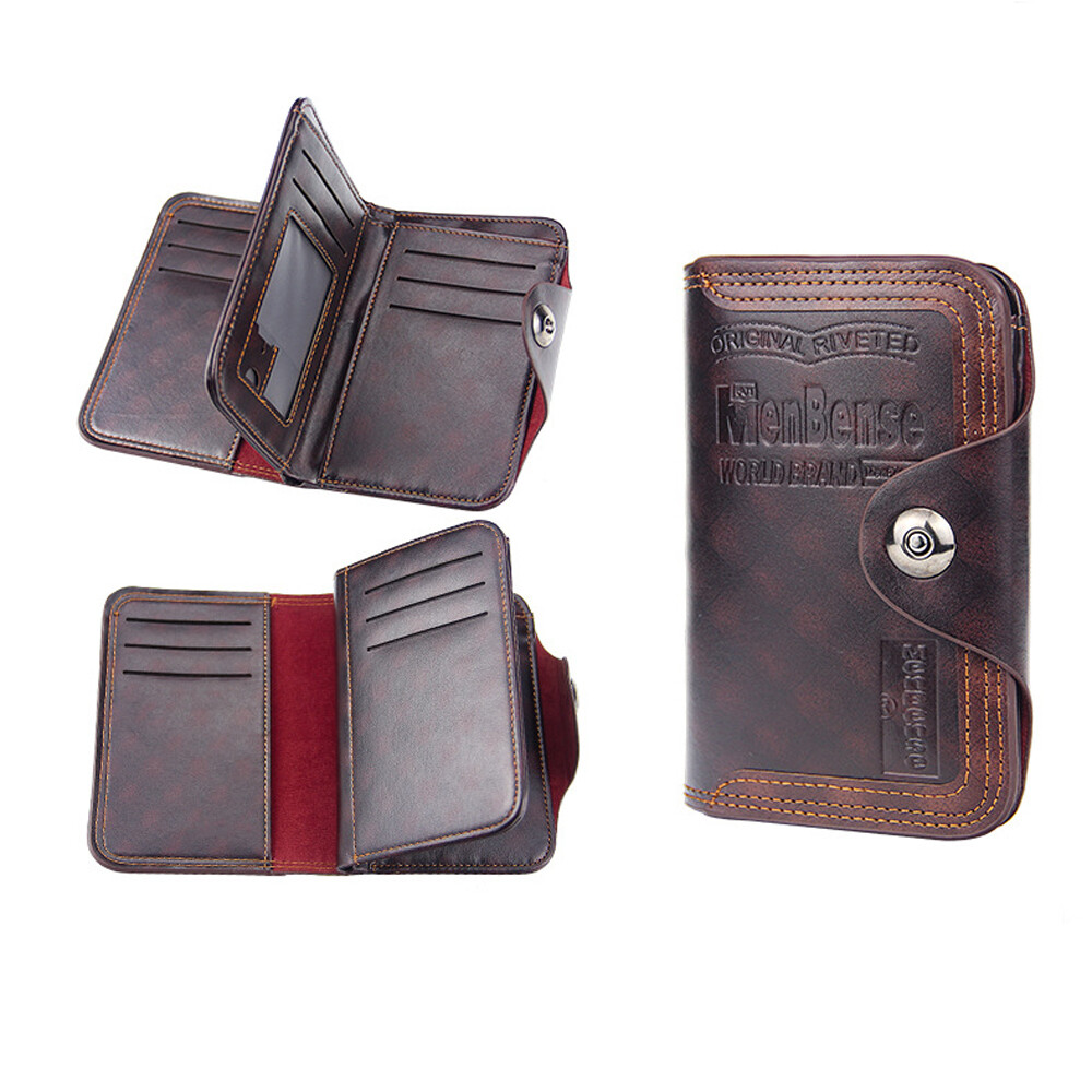Vintage Men’s S4 Retro Leather Wallet Vertical Section Credit Card Holder Hasp