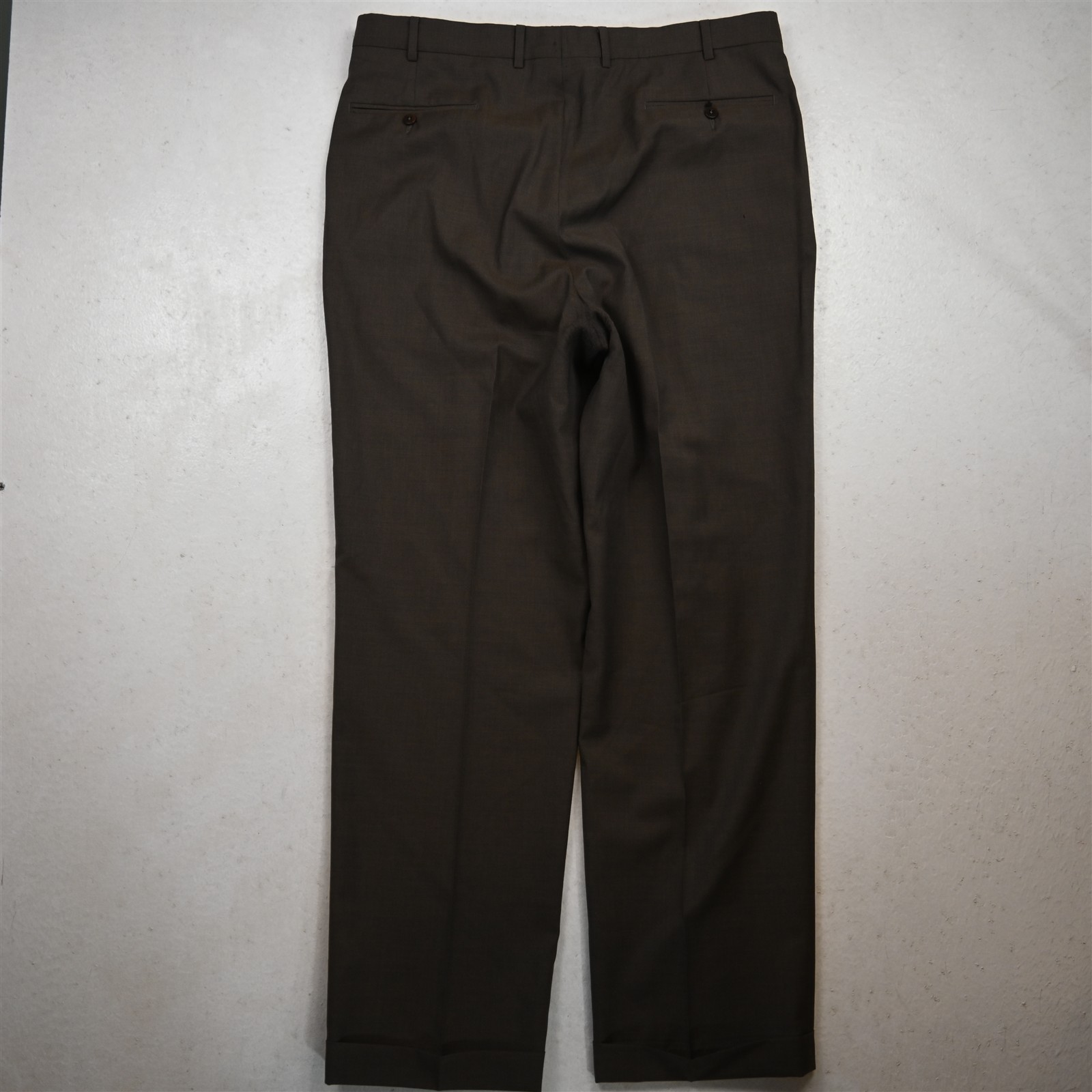 Ermegildo Zegna 36×30 Brown 100% Wool 75L102 Pleated Cuffed Dress Mens Pants