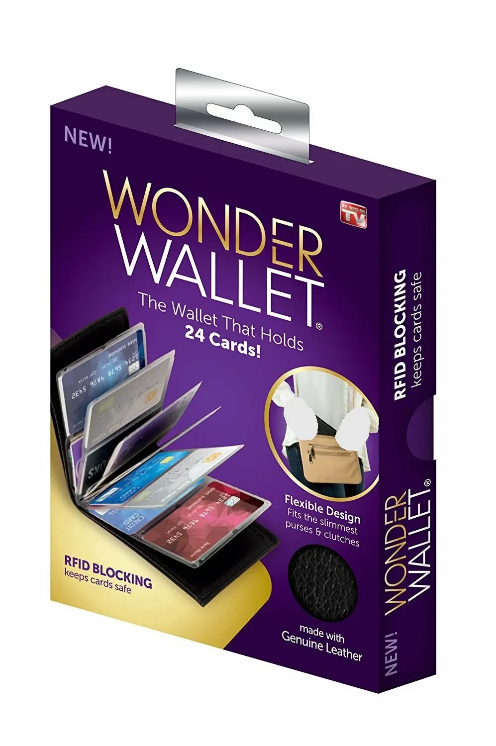 Wonder Wallet Black Leather Amazing Slim Thin RFID Wallets As Seen on TV 2 Pack