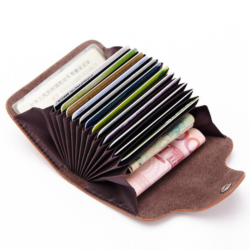 RFID Credit Card Holder for Women Men Small Leather Money Card Bag with Hasp USA