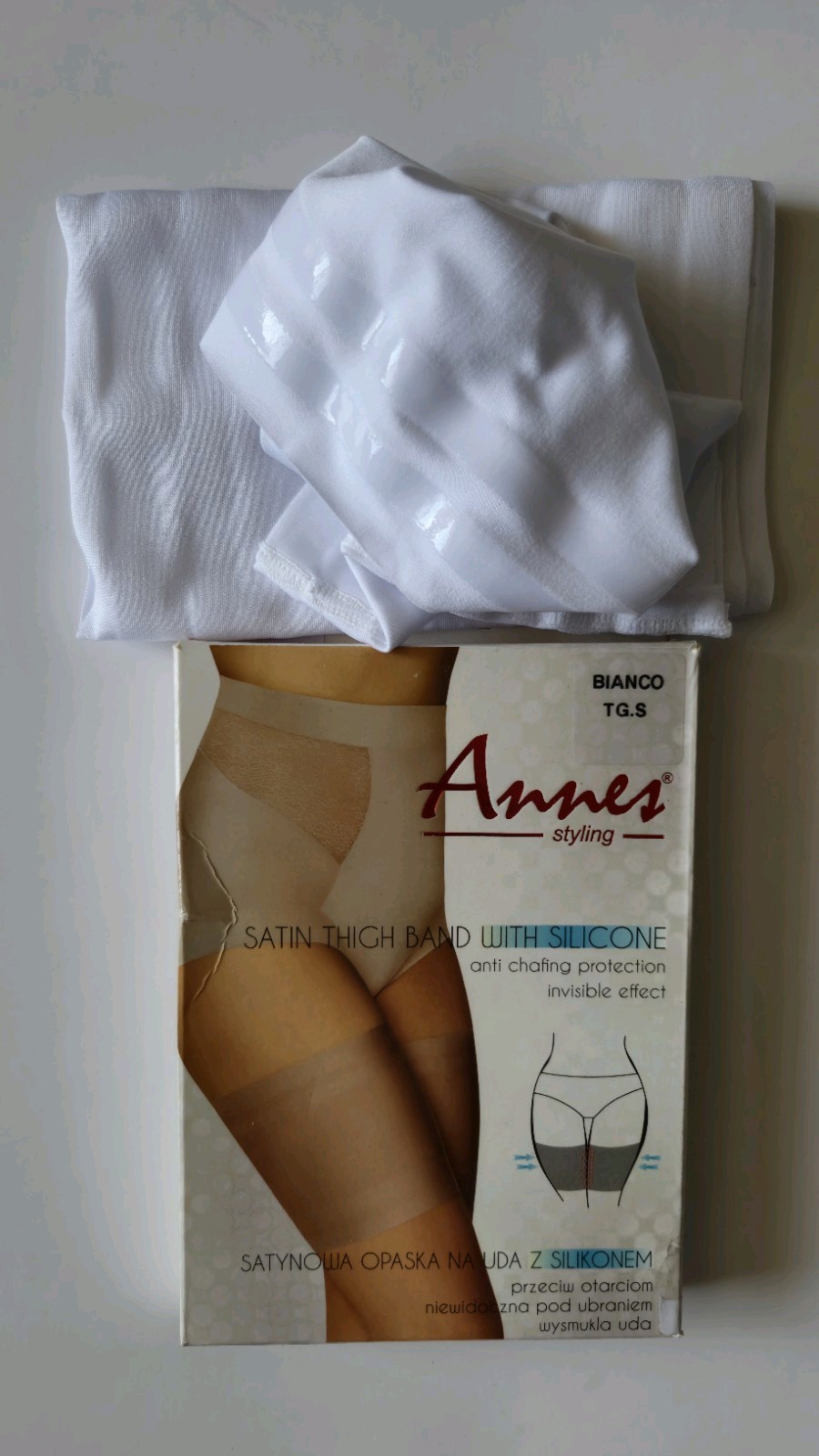 A Pairs White Summer Satin Anti Chafing Thigh Bands Womens Small None Slip T079