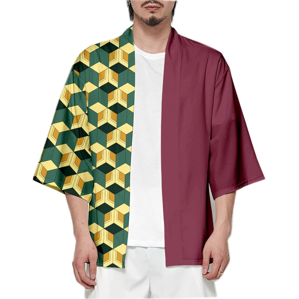 Kimetsu no Yaiba Anime Kimono Haori – Tanjirou Green & Zezeko Pink Cosplay