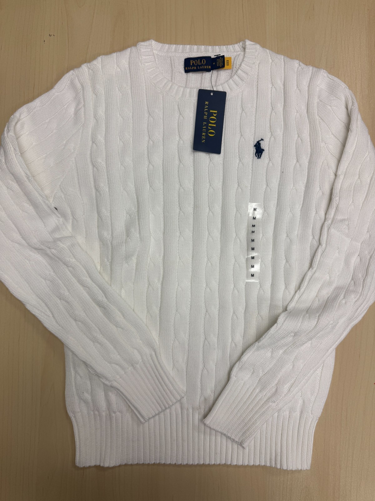Polo Ralph Lauren Women’s Cotton Cable Knit Crew Neck Sweater White Size M NWT