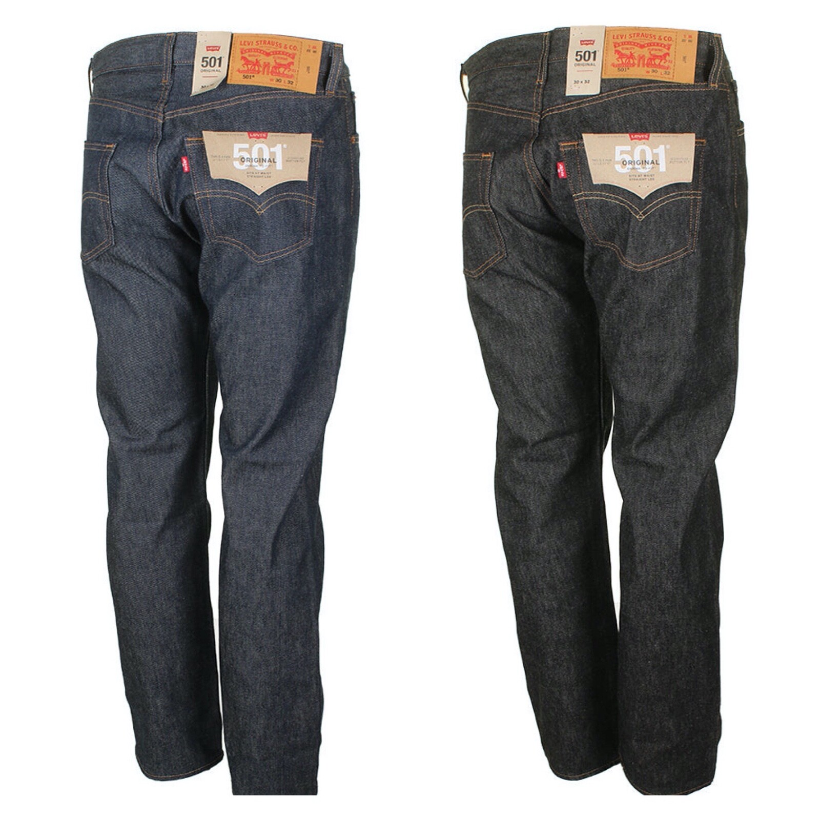 Levis 501 Original Shrink To Fit Button Fly Jeans Rigid Blue Black Jeans New