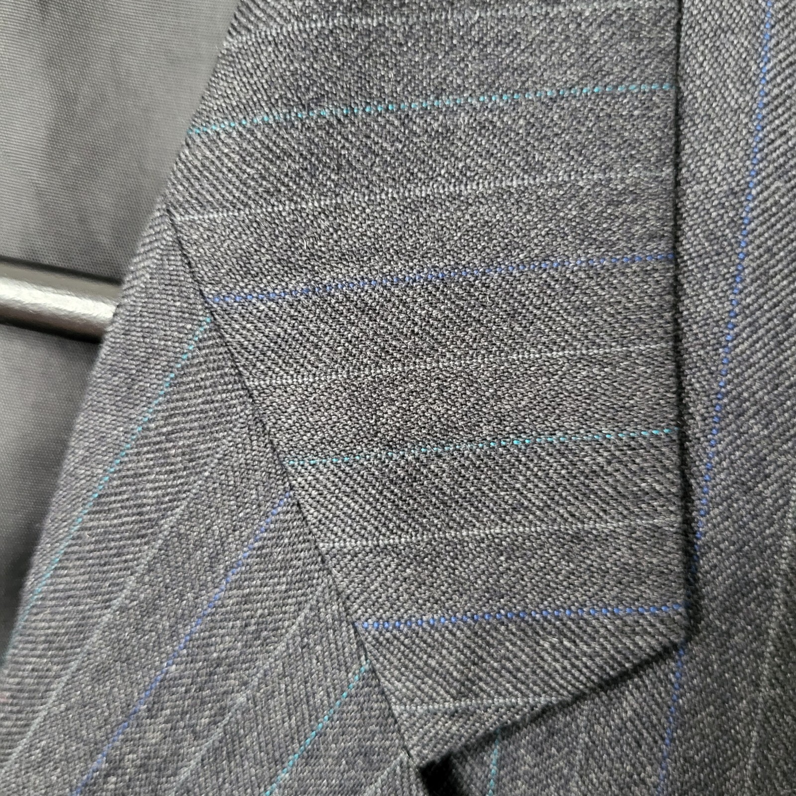 St. Michael Blazer Men’s 40S Grey Wool Striped Double-Vented Notch Lapel Jacket