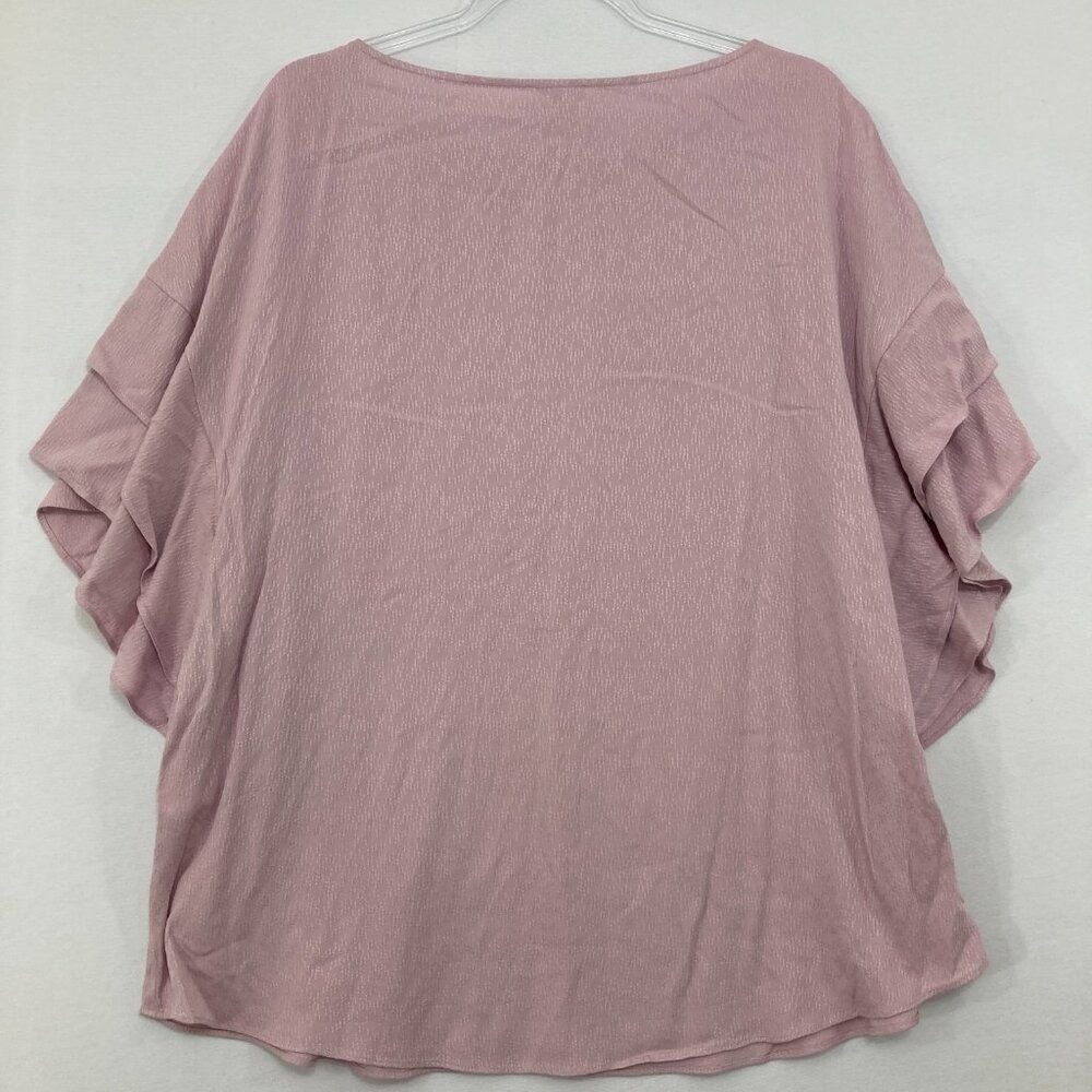Chico’s size 16/18 Light Purple Ruffle Layered Sleeve Soft Rayon Feminine Blouse