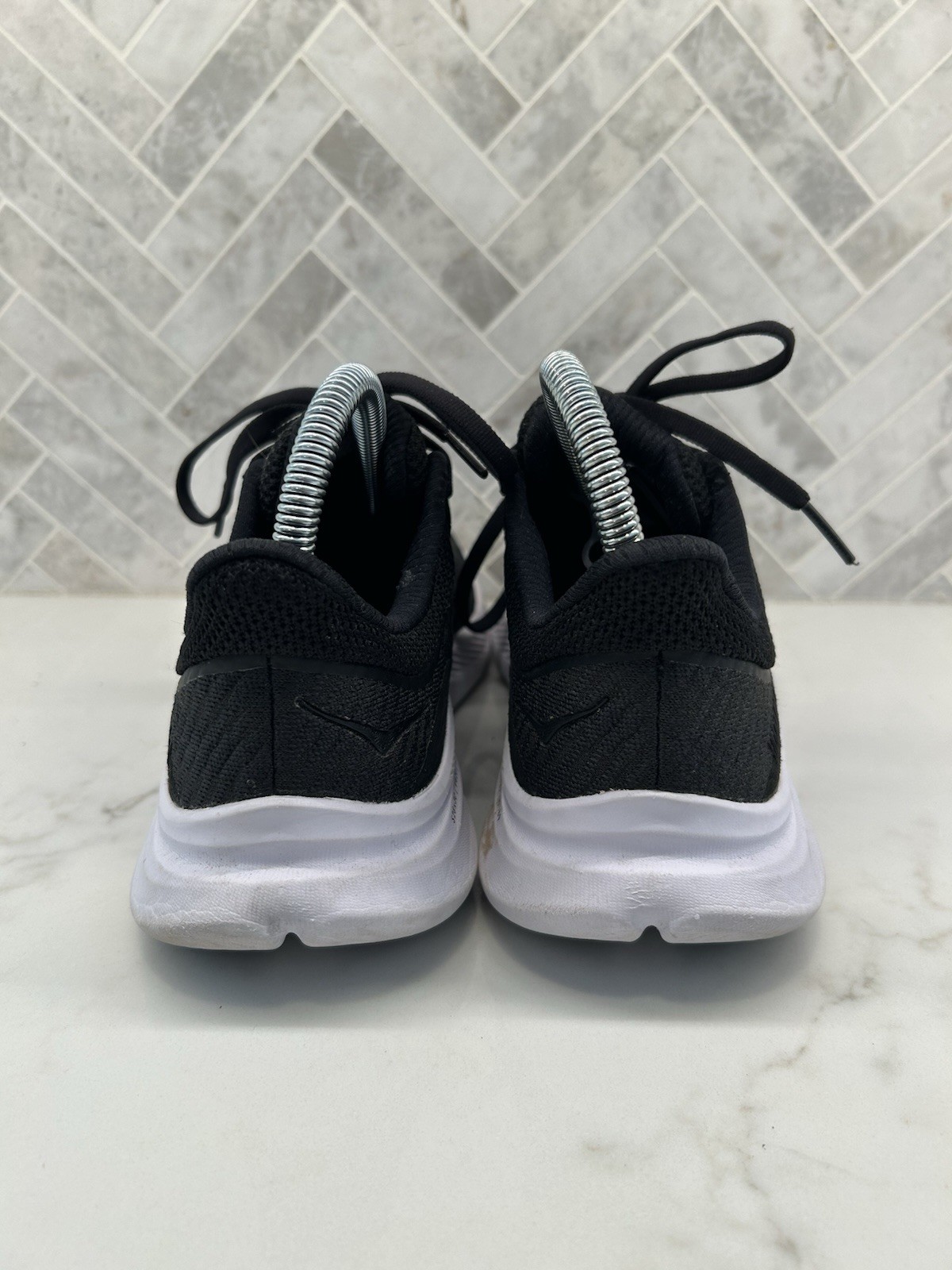 Hoka One One Solimar Running Shoes Womens 7D 7 D Wide Black White Sneakers Mesh