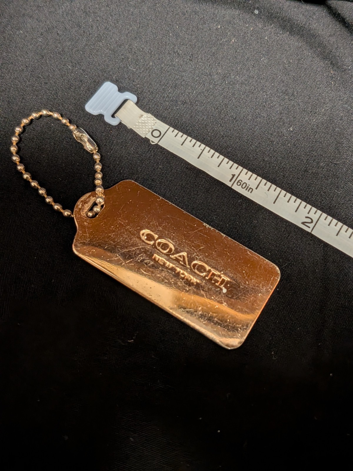Coach Hang Tag Purse Charm Keychain Gold Tone Metal