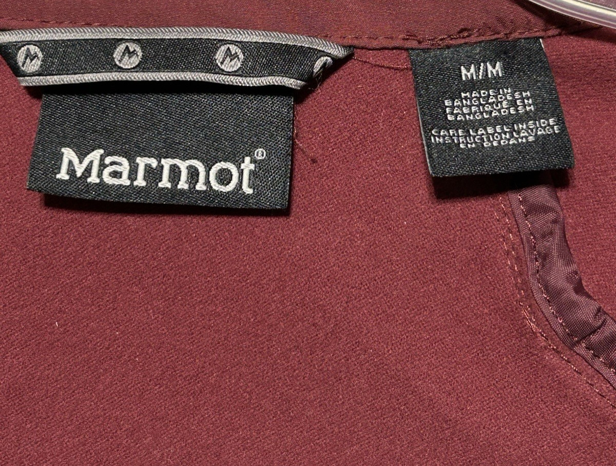 Marmot Soft Shell Jacket Mens Medium Burgandy Hike Outdoors Water Resistant
