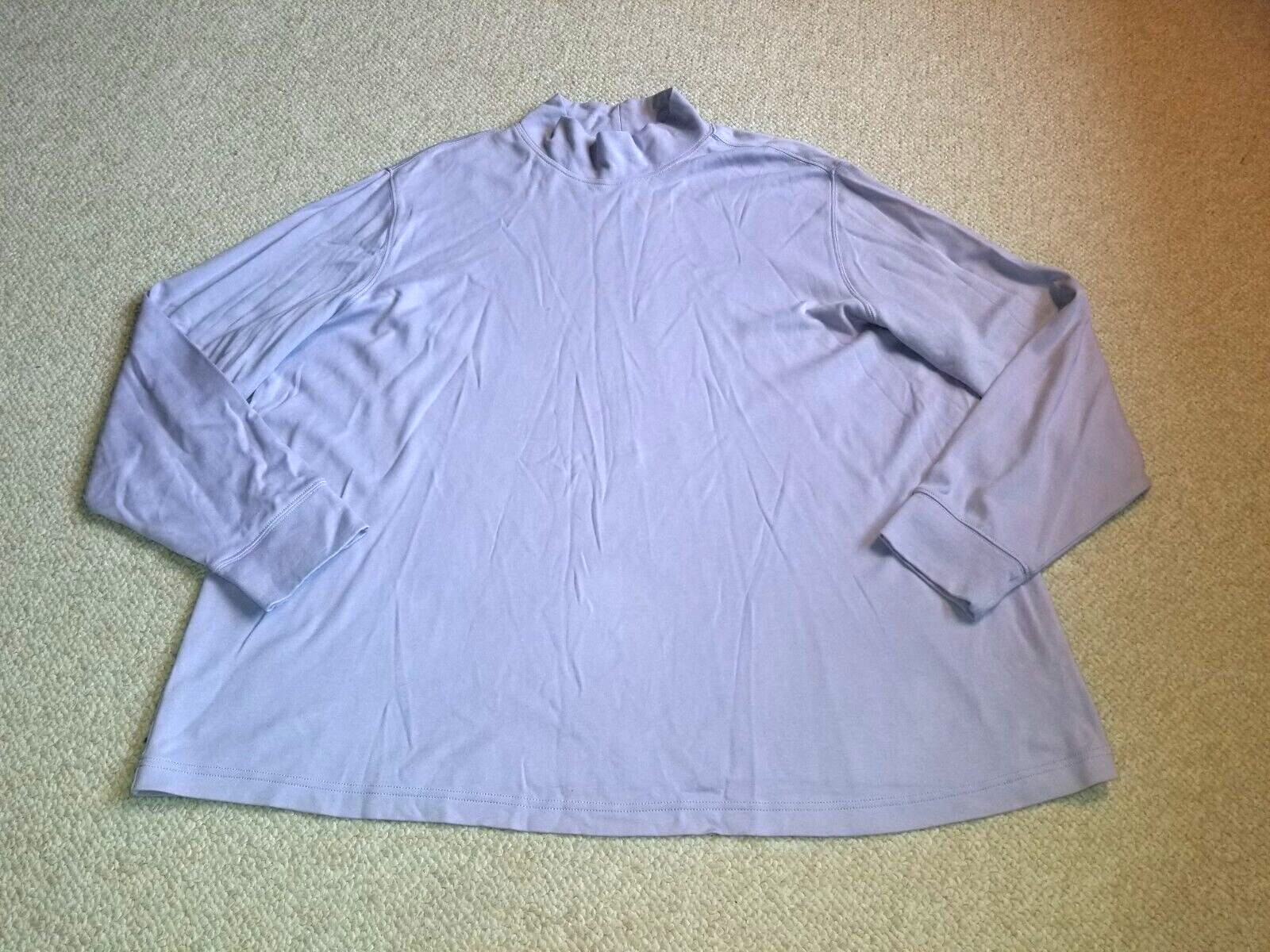 Womens Top-LANDS’ END-light purple 100% cotton knit mockneck “relaxed fit” ls-2X