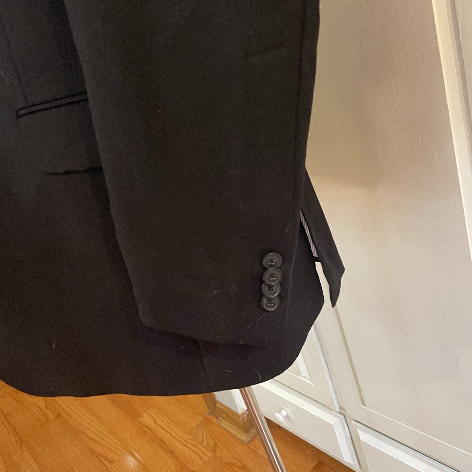 Tommy Hilfiger 42L Sport Coat 100% Wool All Black Two Button Double Vented
