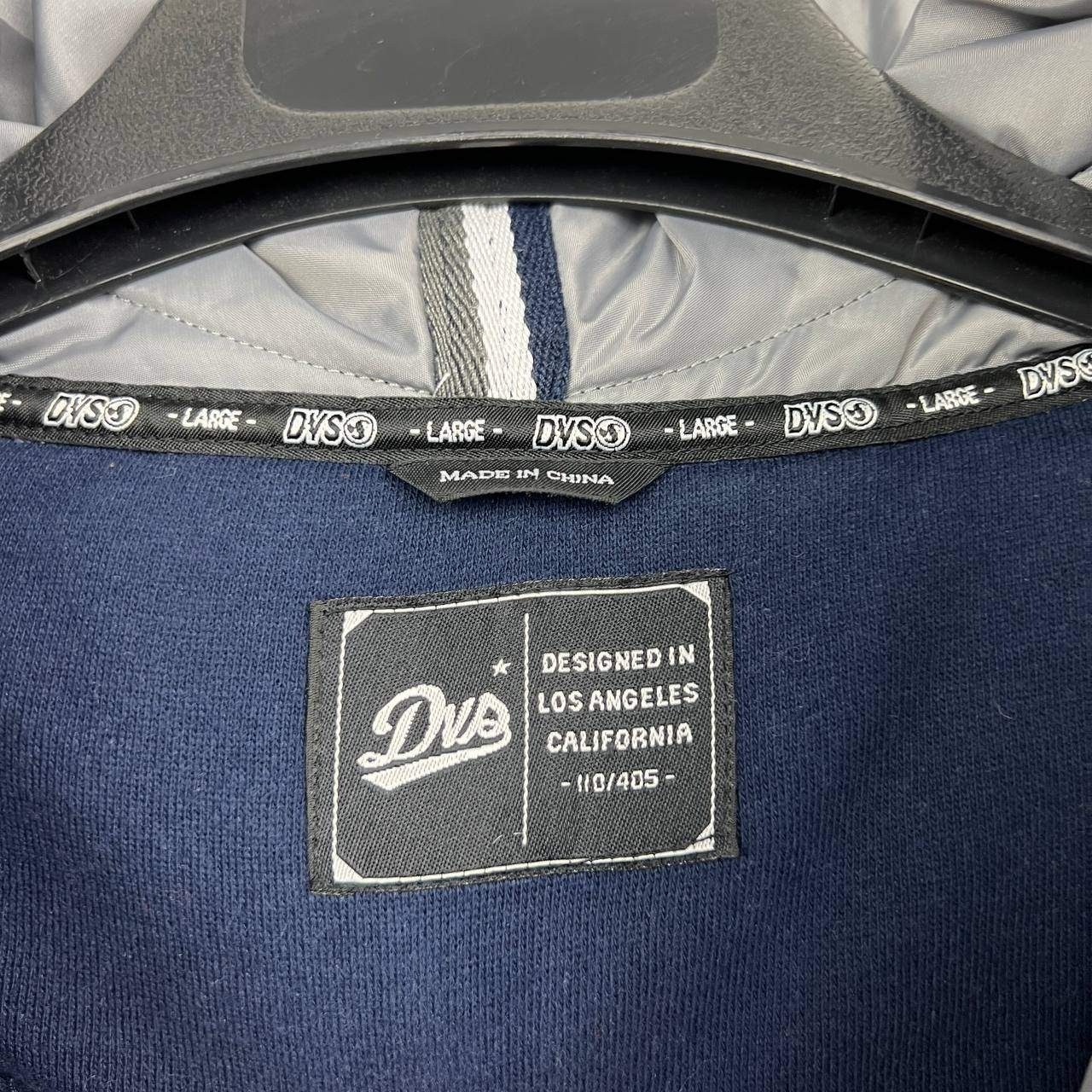 DVS Shoe Co Hoodie Men Large Blue Quilted Pinstripe Full Zip Skateboard L
