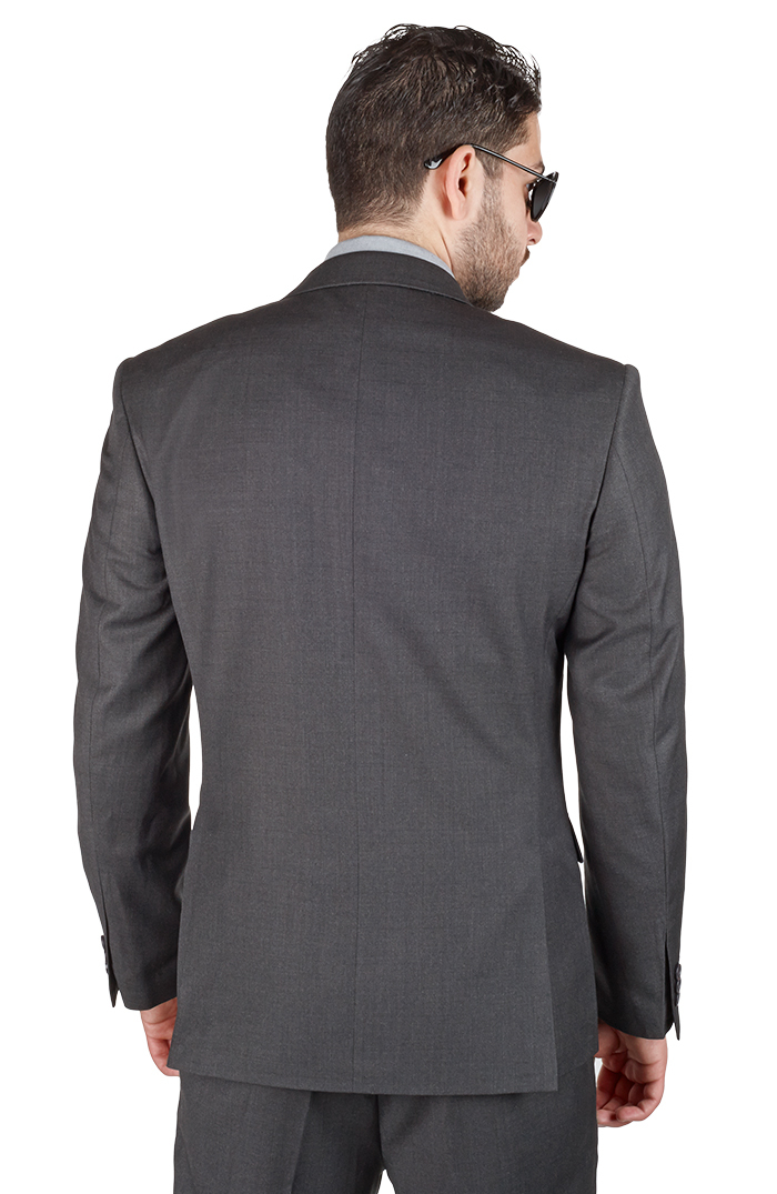 Slim Fit Men Suit 2 Button Dark Charcoal Grey Notch Lapel Double Vented By AZAR