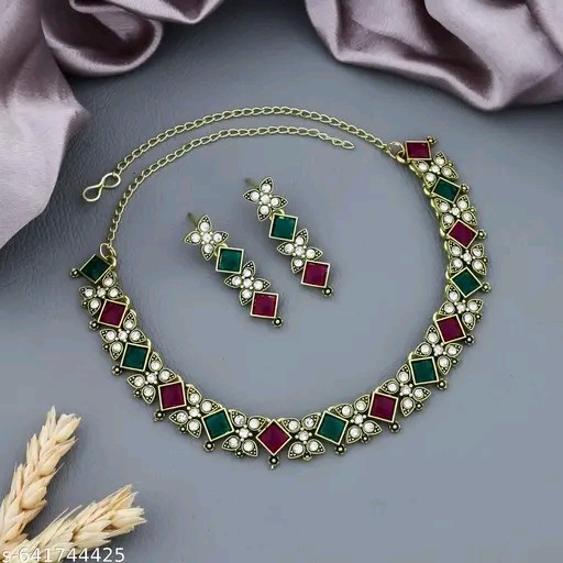 Indian Bollywood Gold Plated Kundan Choker Bridal Necklace Earrings Jewelry Set