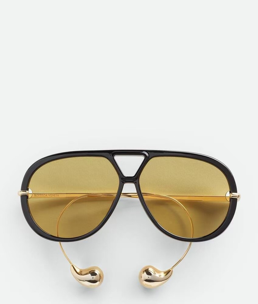 New Bottega Veneta BV1273 Unisex Sunglasses Oversize Black Frame Yellow Lens