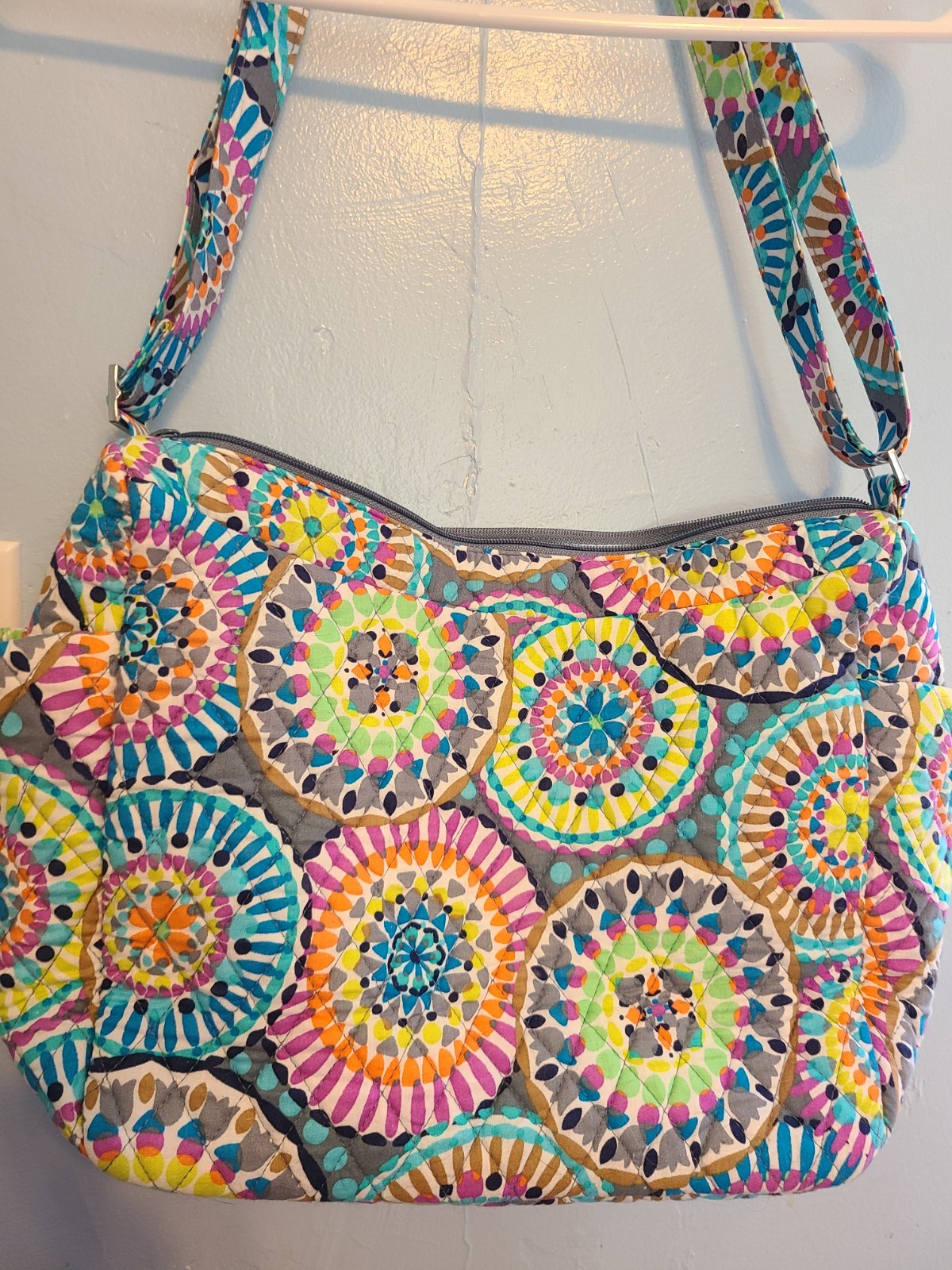 Vera Bradley Multicolor Geometric Shoulder Bag with Zip Closure & Inner Pockets