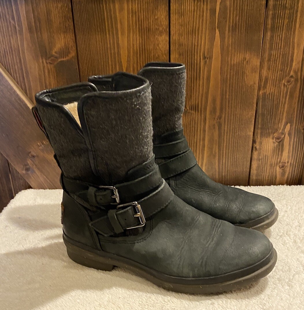 UGG Australia, Black Leather Water & Snow Proof Women’s Size US 6