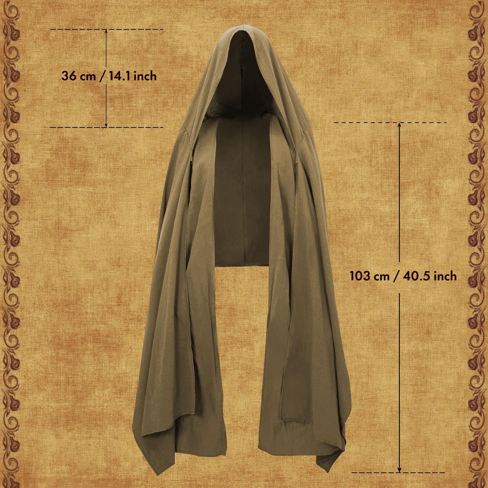 Medieval Hooded Shawl, Multifunctional Cowl Scarf, Costume Accessory for Viki…