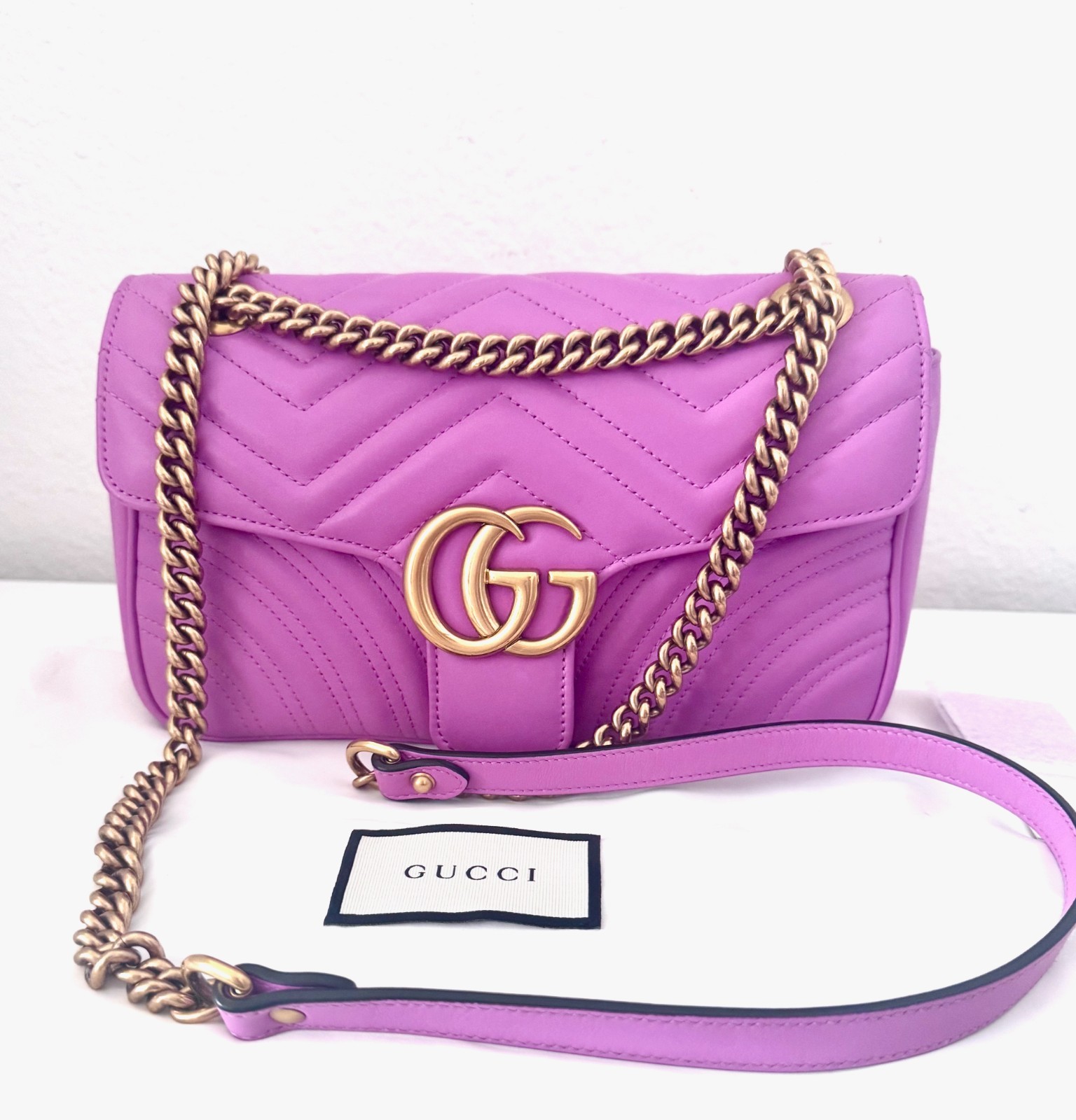 GORGEOUS GUCCI GG Marmont Leather Shoulder Chain Bag | EXCELLENT 2 COAs