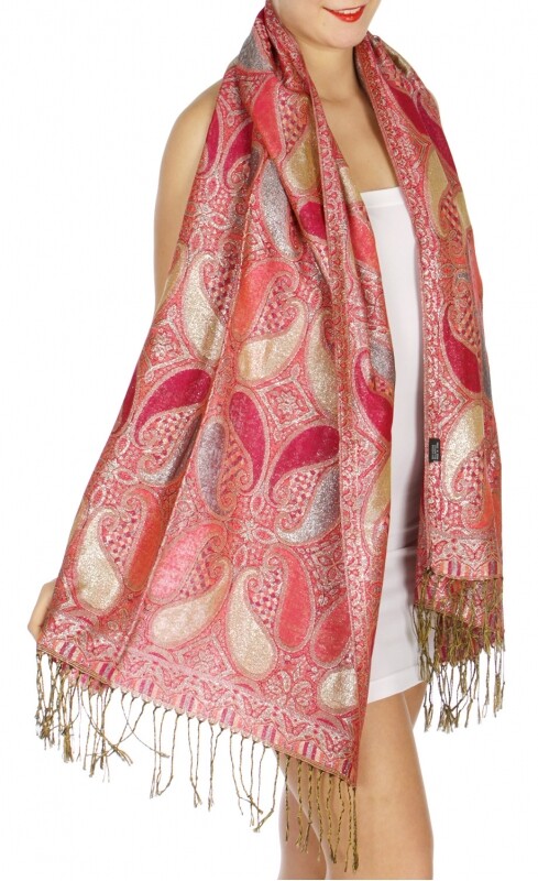 Fashion Metallic Paisley Pashmina Scarf Shawl Wrap 15 SOLID COLORS! Supper Shiny