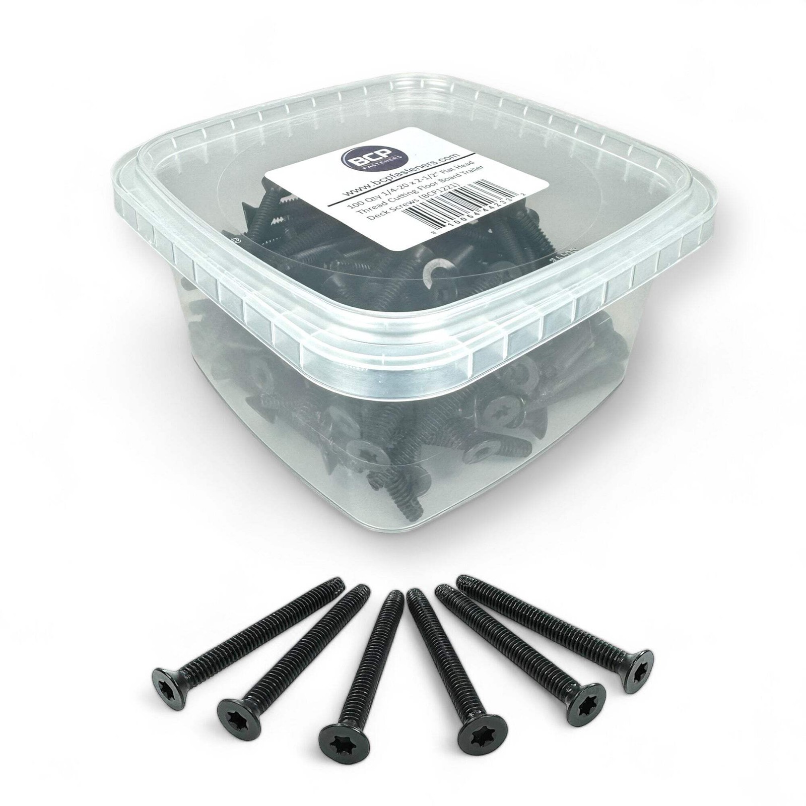 1/4-20 x 2-1/2” Flat Head Trailer Deck Screws – Type F, T30 Star, Black, 300 Qty