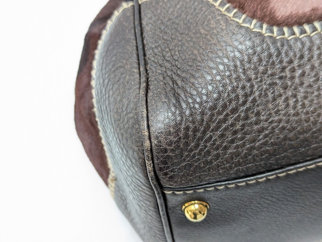 Gucci Pelham Horsebit Harako Shoulder Bag Dark Brown 223958 Women’s Auth