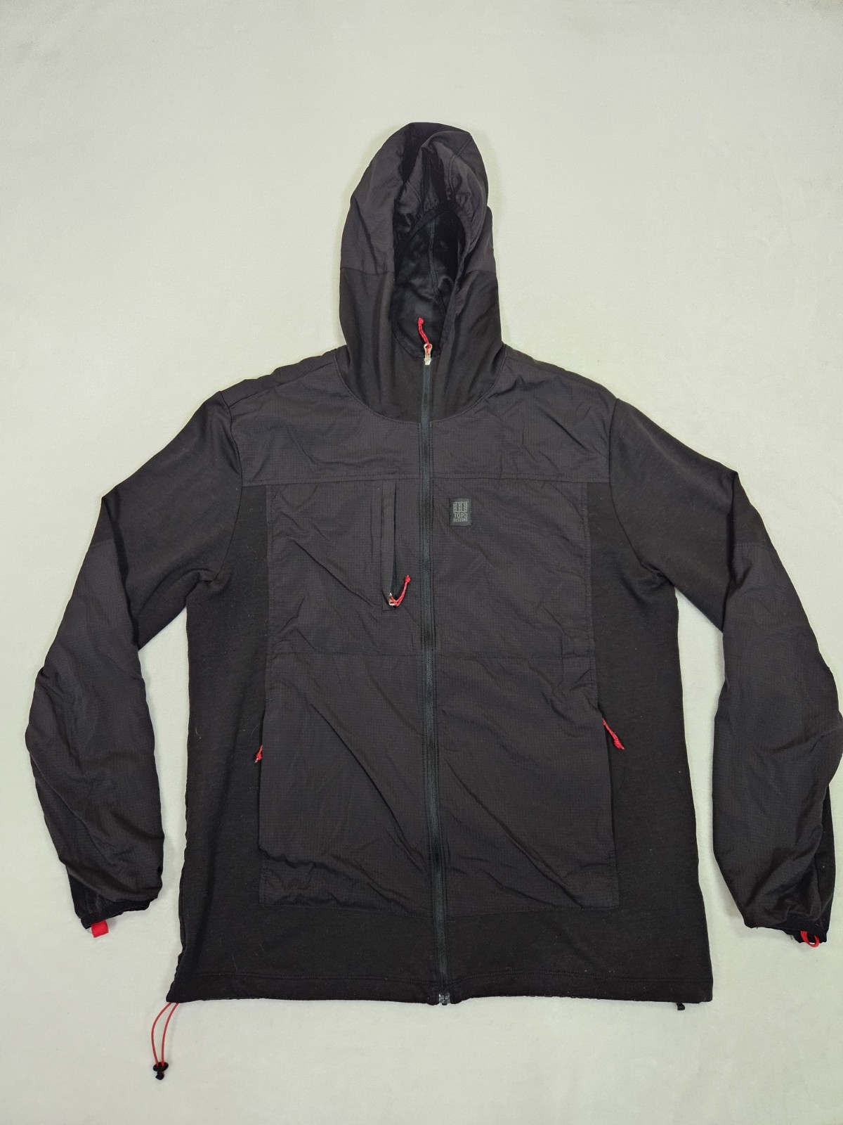 Topo Designs Jacket Men’s Hooded Lightweight Windbreaker Full Zip Size Large