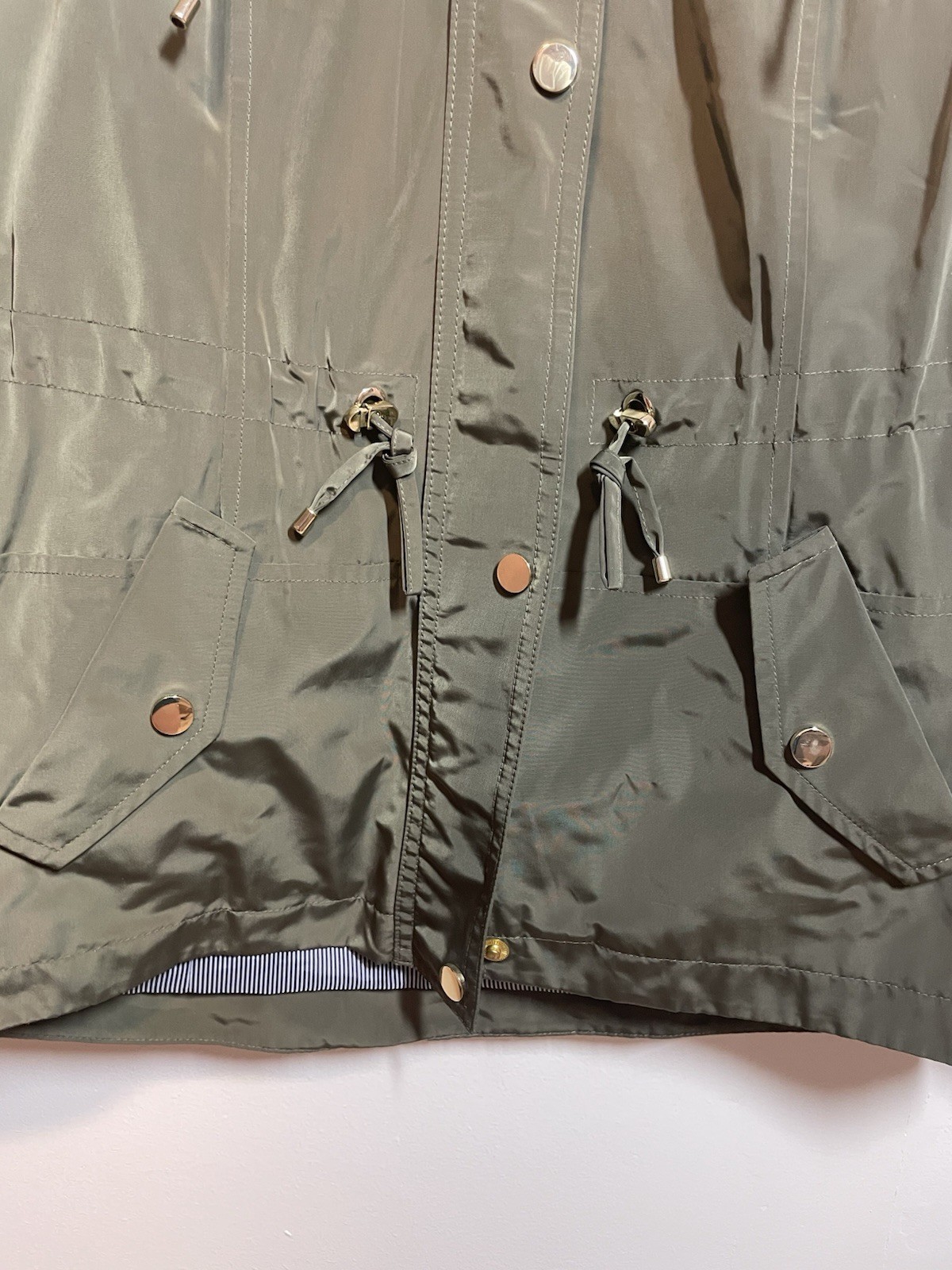 Charter Club Women’s Green Hooded Water Resistant Anorak Mid-Length Zip/Snap PP