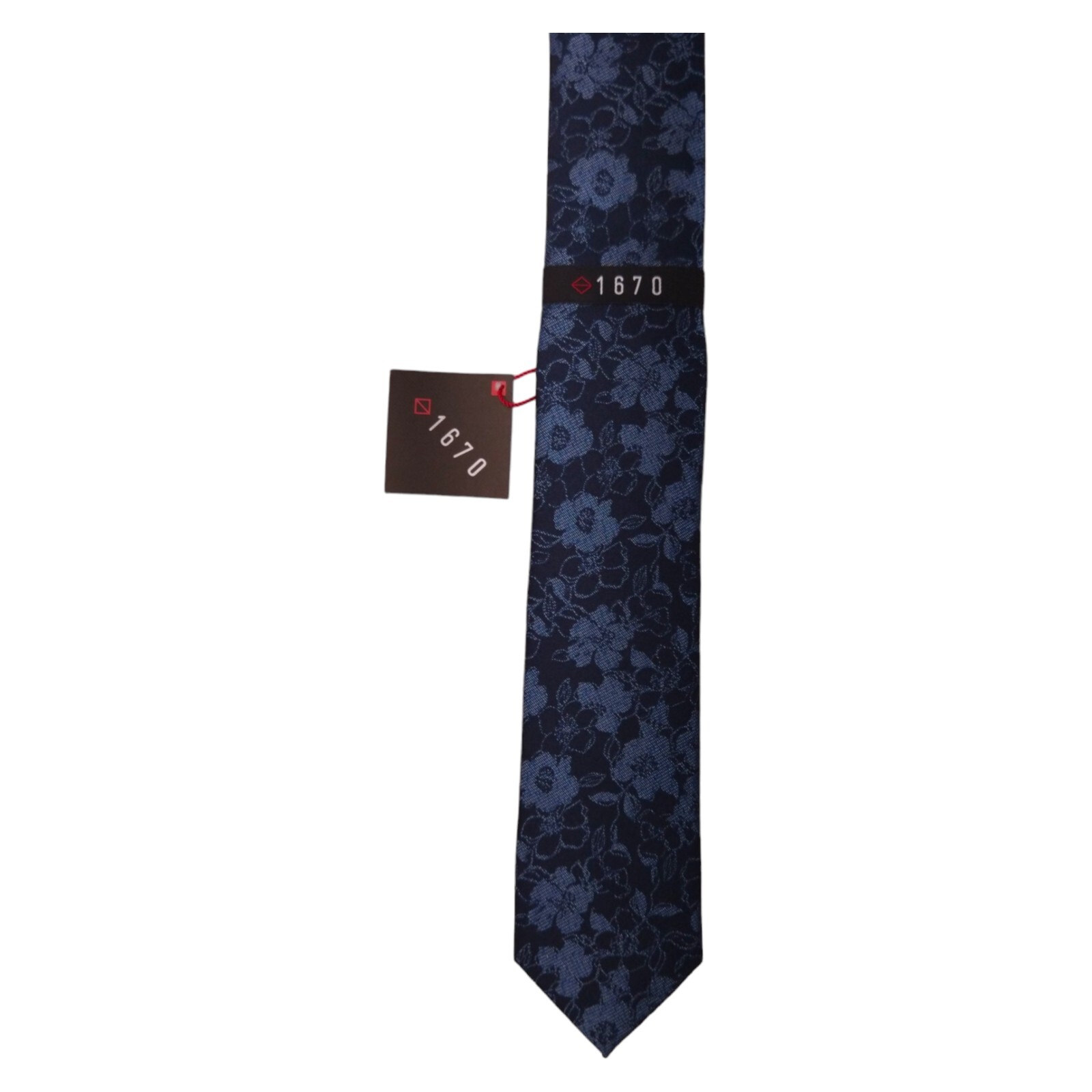 1670 Mens Slim Tie 2.5 Navy Blue Woven Floral Dress Summer Fashion Necktie