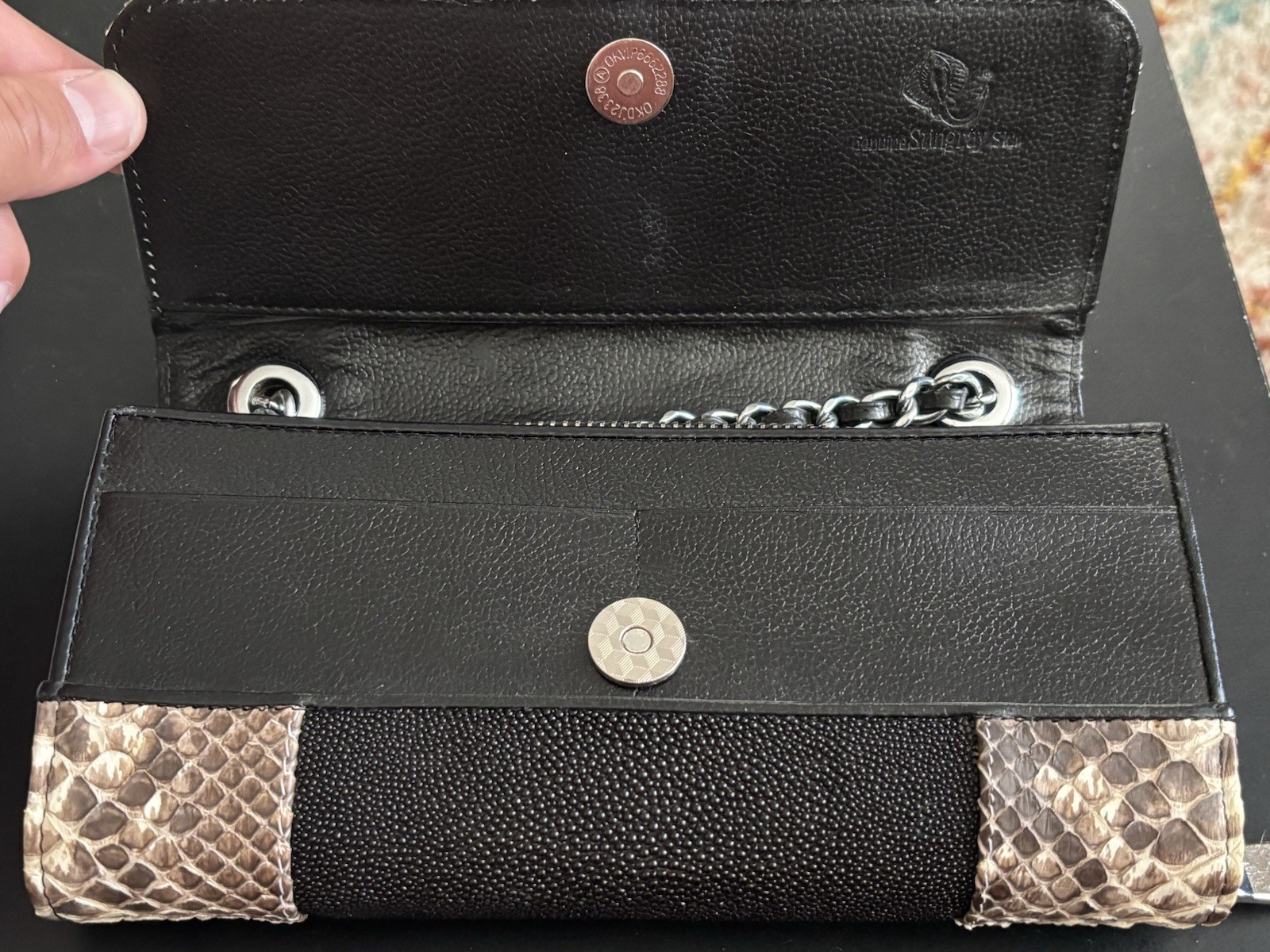 Genuine Stingray & Python Skin Wallet 8.5 inches