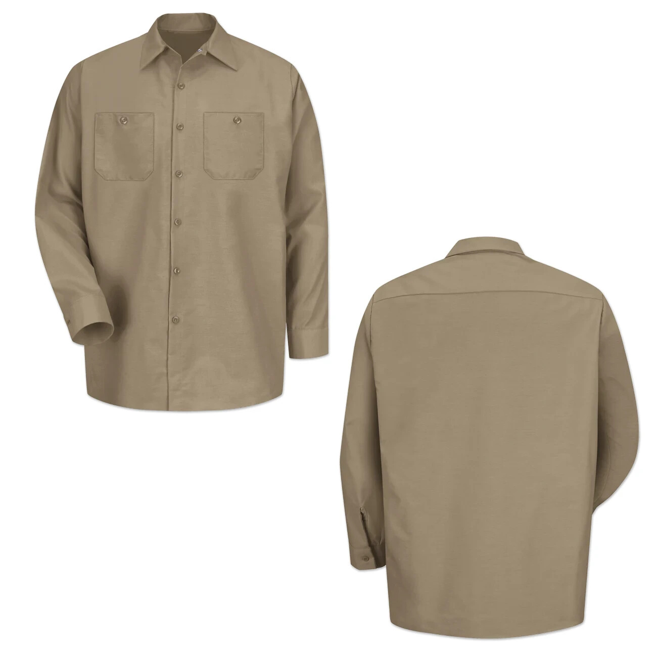 Red Kap Work Shirt Solid Color 2 Pocket Men’s Industrial Uniform Long Sleeve