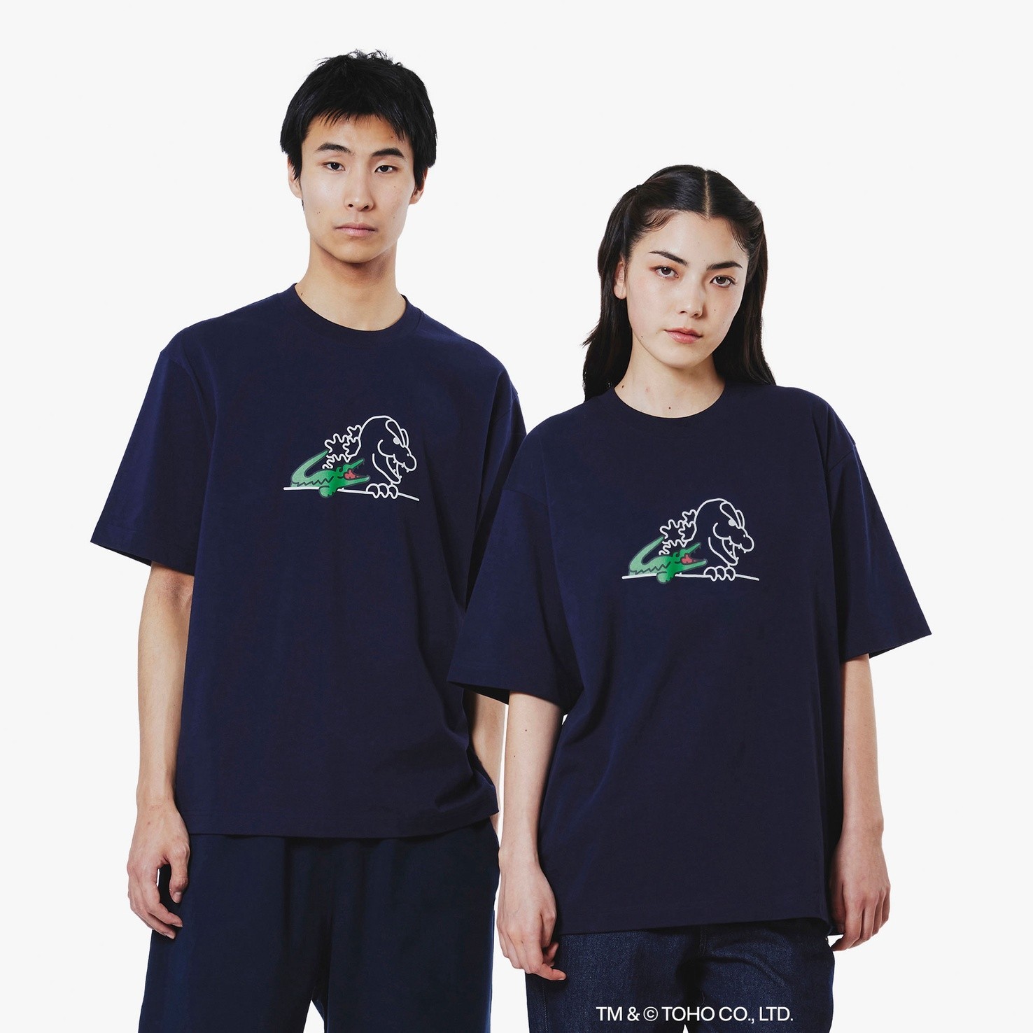 LACOSTE x GODZILLA 2.0 T-Shirt Size 6 XL Navy Japan Limited Godzilla Head