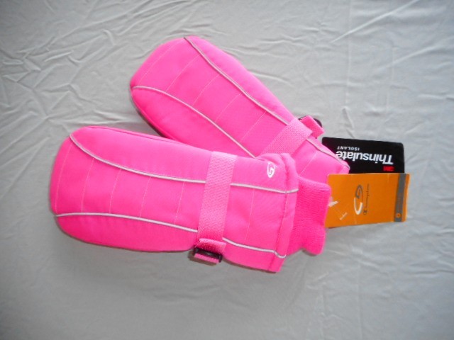 Girls Pink Snow Mittens Champion Ski Gloves Water Proof Warm Fits Age 8-16